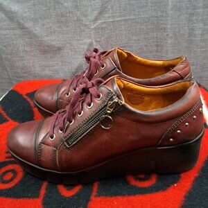 %Pikolinos Women Maroon Leather Lace Up Shoes Size US 8.5-9 EUR 39 / D5